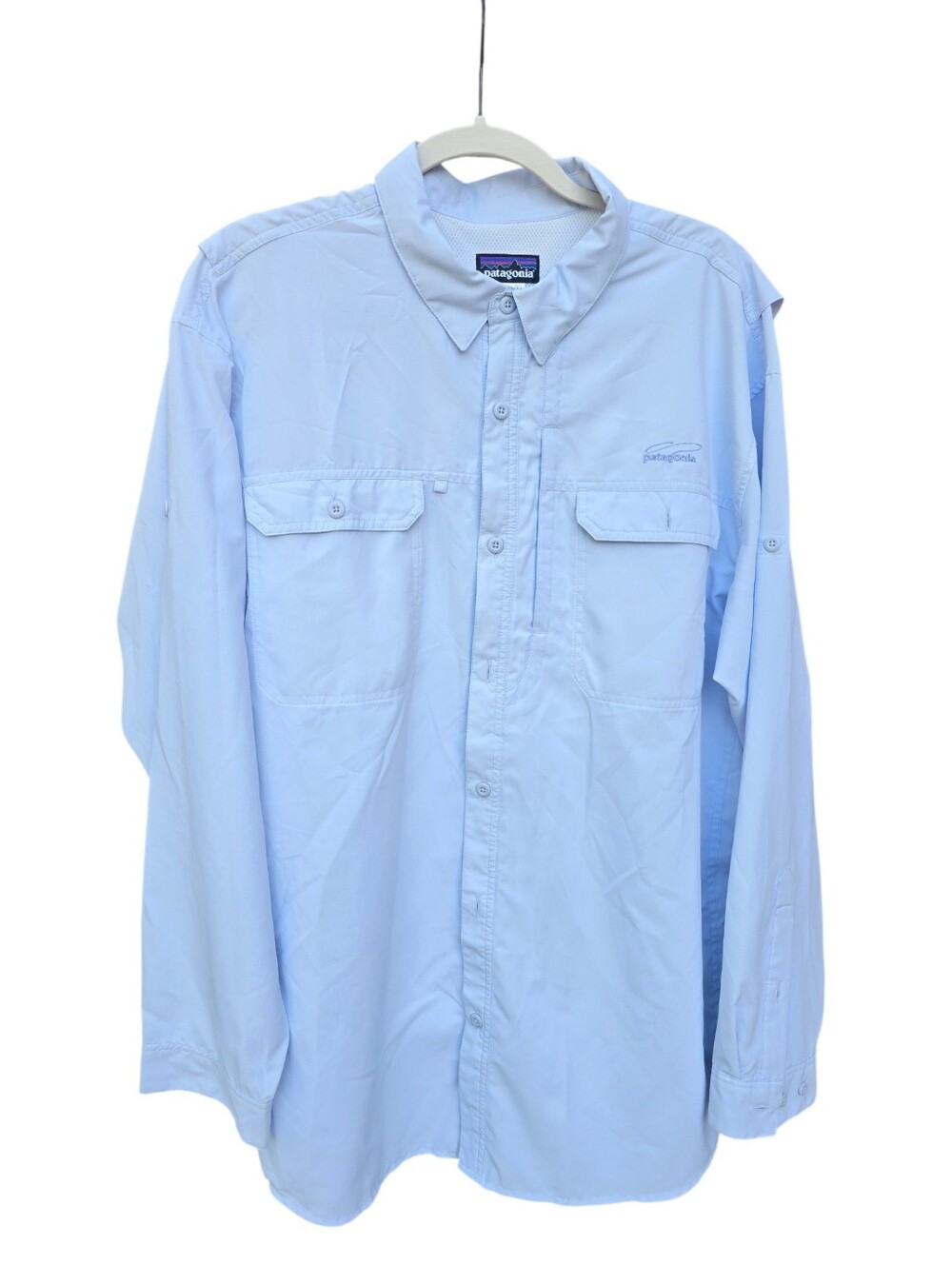 Patagonia Sol Patrol Shirt Size XL Blue Long Sleeve Vented Lightweight